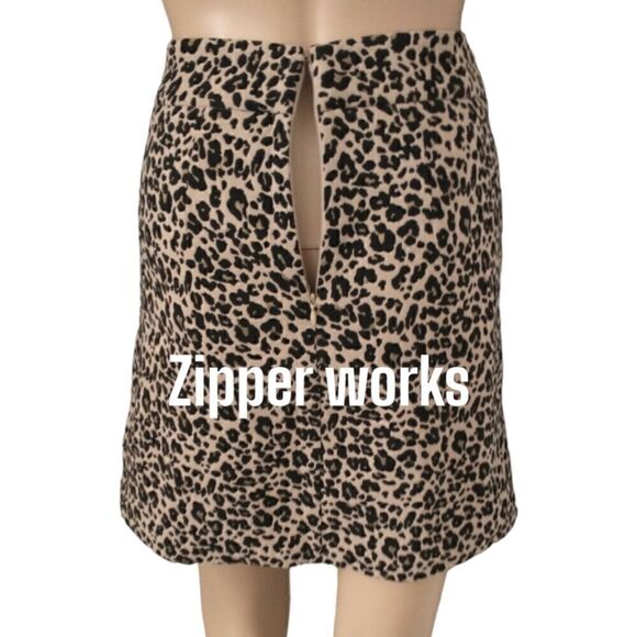 Loft Mini Skirt 0P Pointe Knit A Line Animal Print Pocket Cheetah Stretch Petite - Picture 11 of 16